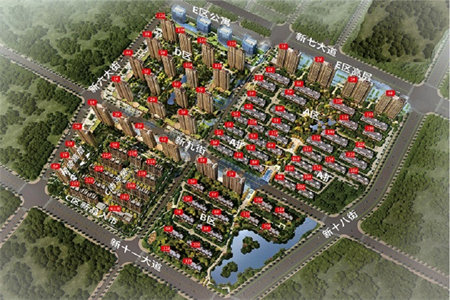 城东香舍水郡洋房118平毛坯三室二厅飞机户型